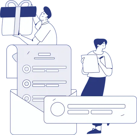 Girls doing Customer Evaluation  Illustration