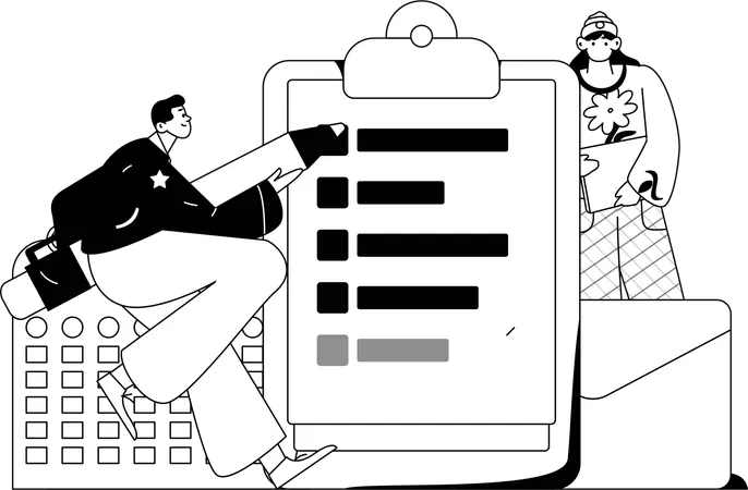 Girls doing Customer Evaluation  Illustration