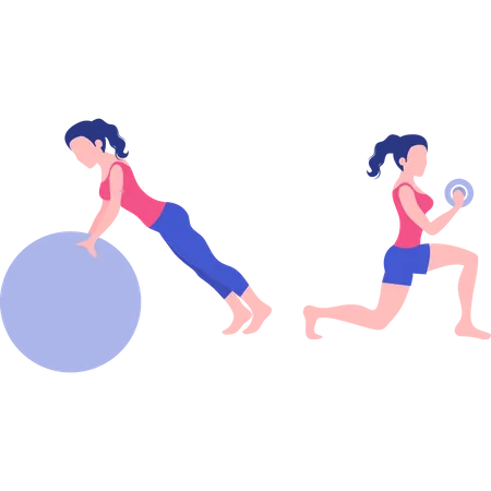 Girls doing exercise  Illustration