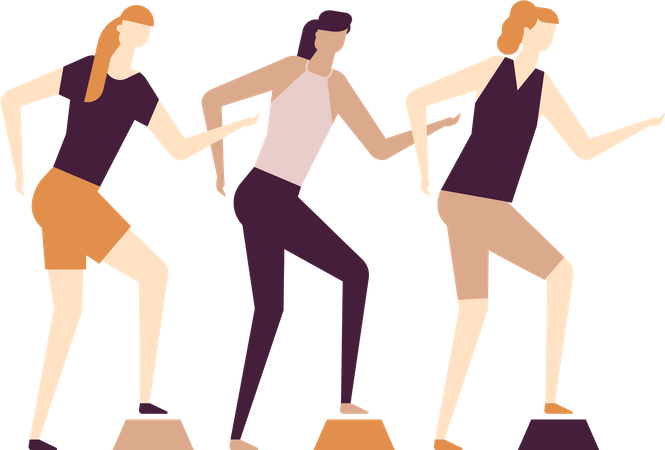 Girls doing exercise  Illustration