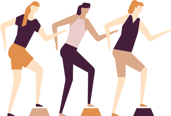 Girls doing exercise  Illustration