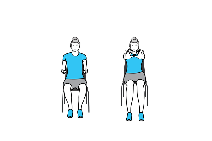 Girls doing exercise on chair  Illustration