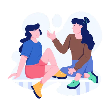 Girls doing Gossip  Illustration