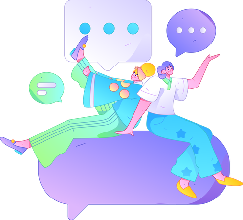 Girls doing online chat  Illustration