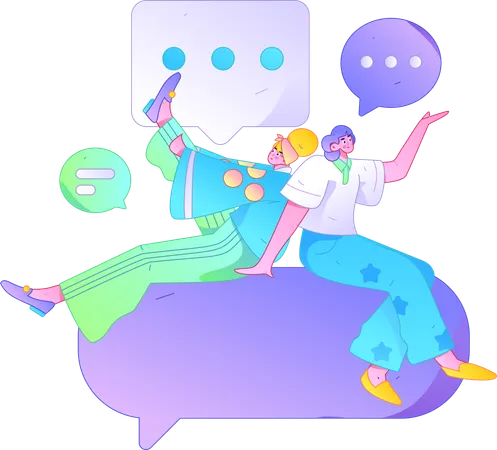 Girls doing online chat  Illustration