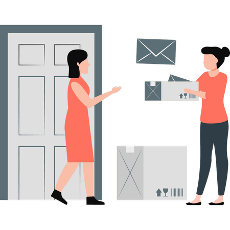 Girls doing safe delivery services  Illustration