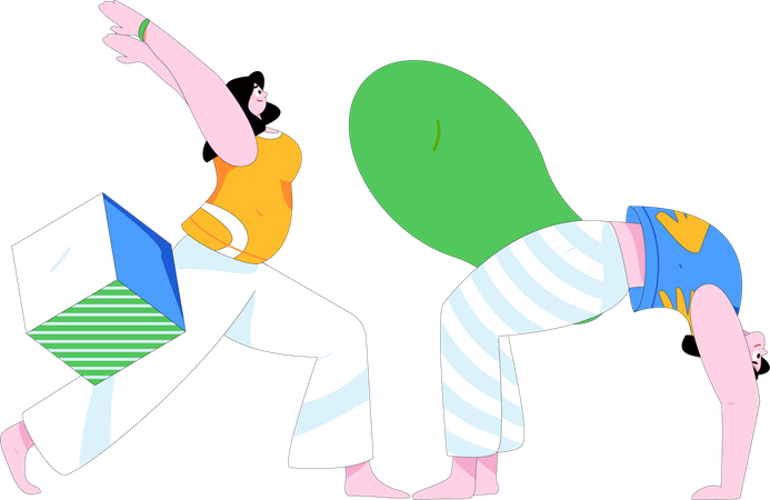 Girls doing yoga  Illustration