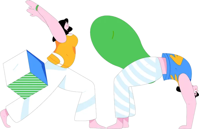 Girls doing yoga  Illustration