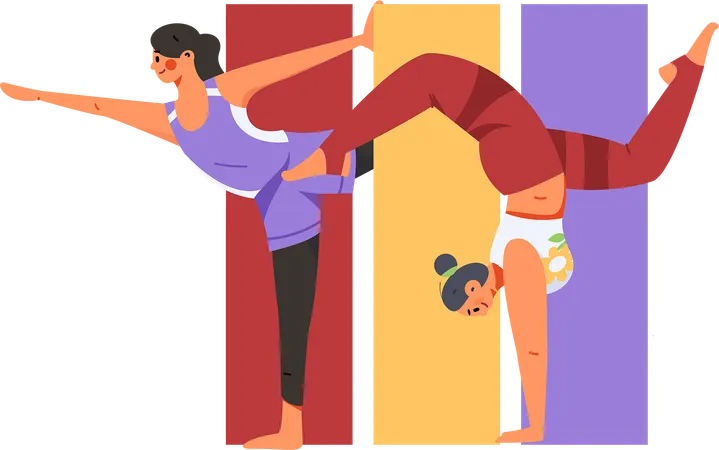 Girls doing yoga pose  Illustration