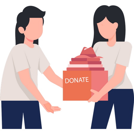 Girls donating clothes  Illustration