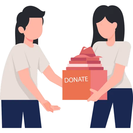 Girls donating clothes  Illustration