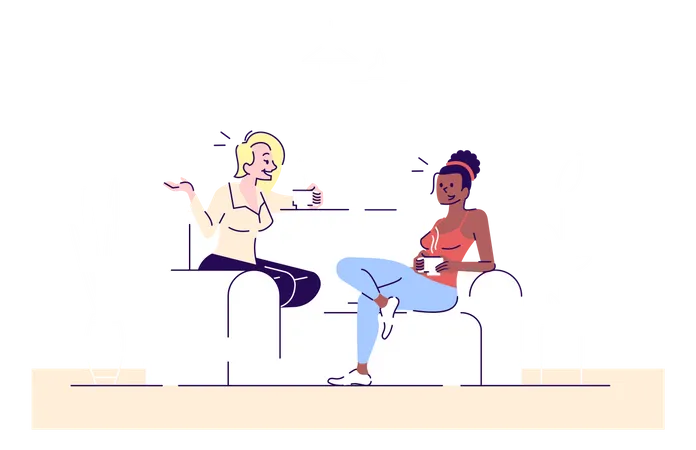 Girls drinking beverage at home  Illustration