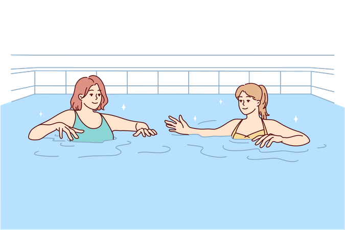 Girls enjoying in swimming pool  Illustration
