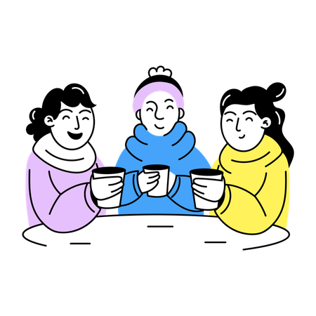 Girls enjoying Tea party  Illustration
