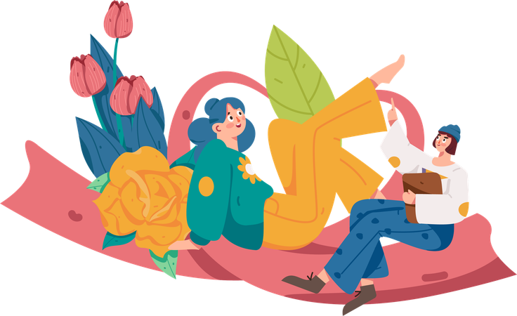 Girls enjoying women's day  Illustration