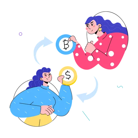 Get This Doodle Mini Illustration Of Currency Exchange Illustration