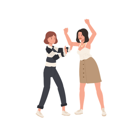 Girls Fighting  Illustration