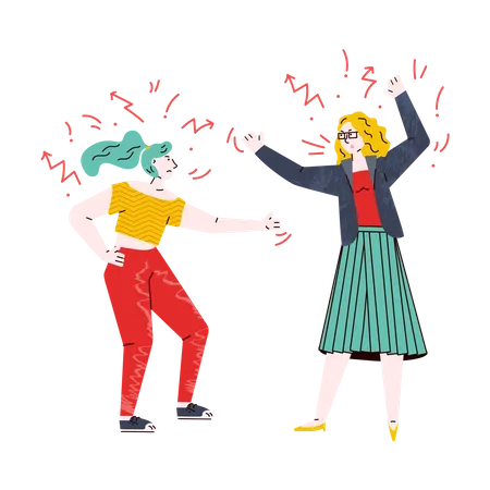 Girls fighting with each other Illustration