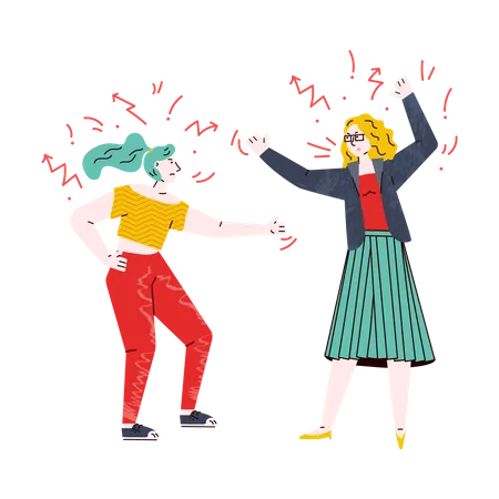 Girls fighting with each other  Illustration