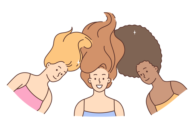 Girls flaunting hairs Illustration