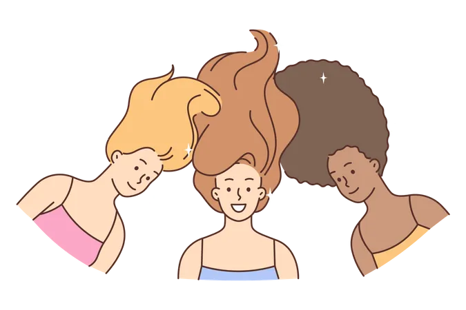 Girls flaunting hairs Illustration