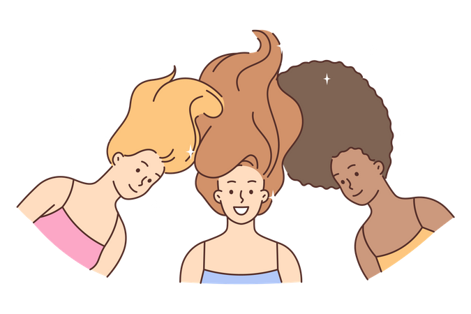 Girls flaunting hairs  Illustration