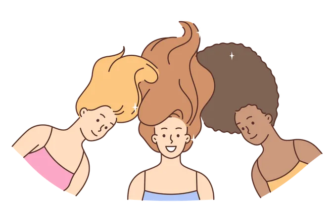 Girls flaunting hairs  Illustration