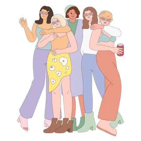 Girls friend group  Illustration