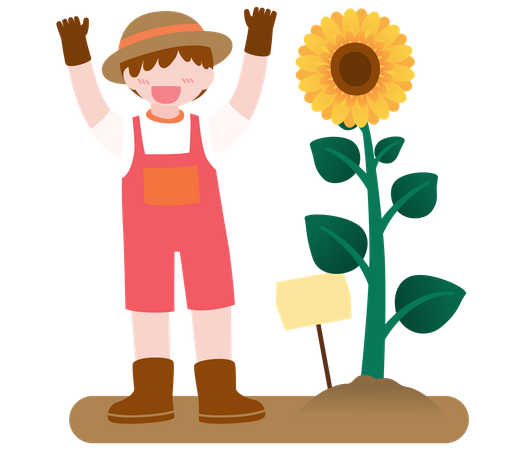 Girls gardening Illustration