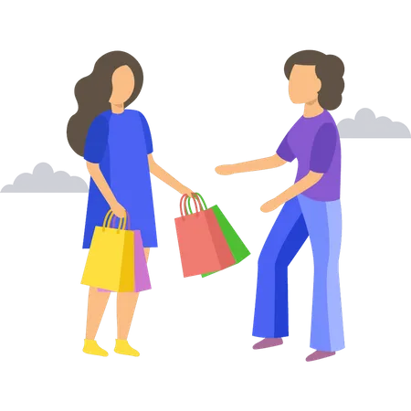 Girls going for shopping  Illustration