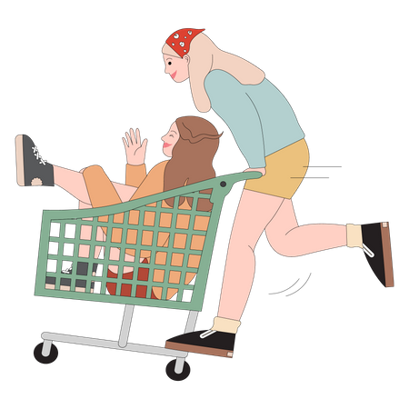 Girls going on shopping Illustration
