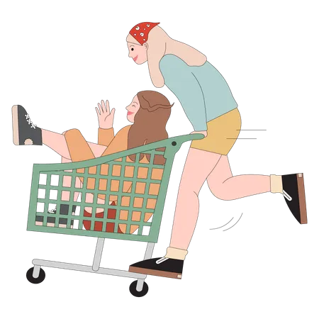 Girls going on shopping  Illustration