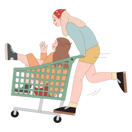 Girls going on shopping  Illustration