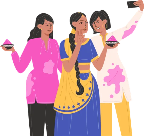 Happy Holi Indian Holiday Festival Of Colors Illustration