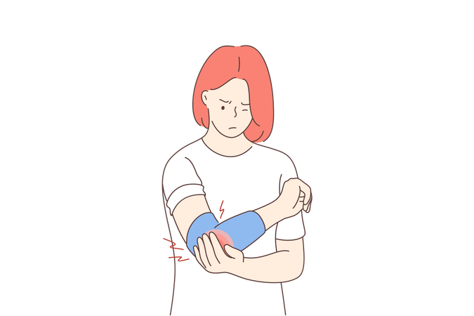 Girl's hand is injured  イラスト
