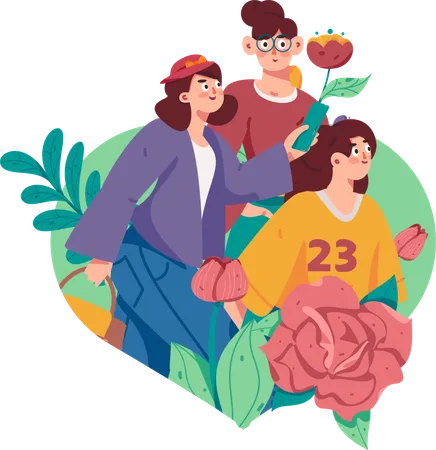 Girls hanging around on women's day  Illustration