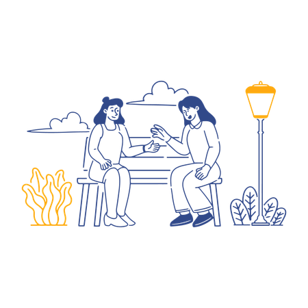 Girls Hangout in Park  Illustration