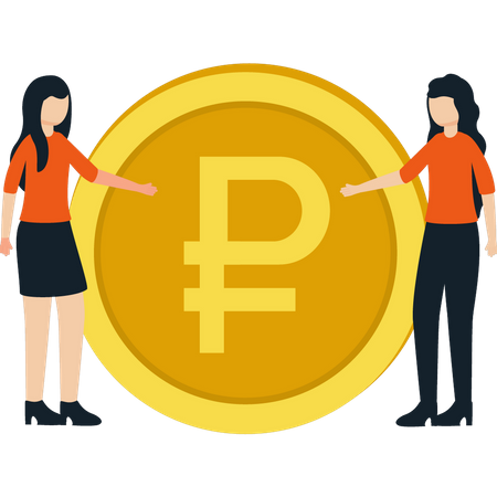 Girls have Russian currency  Illustration