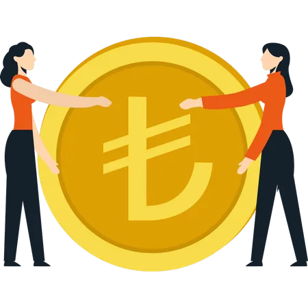 Girls have Turkh currency  Illustration