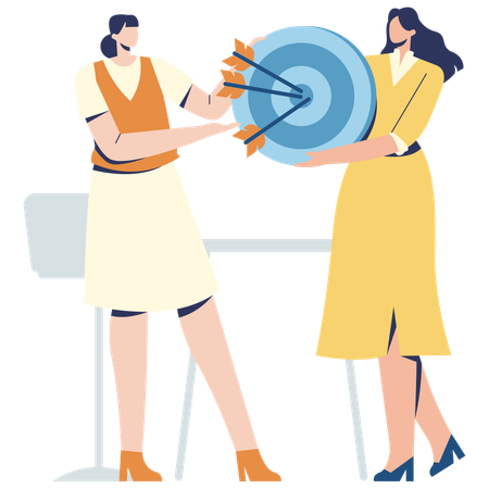 Girls having business Mission and Target  Illustration