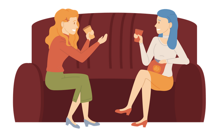 Girls having drink together at home  Illustration