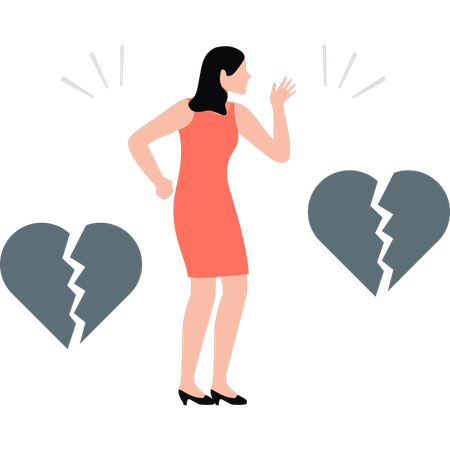 Girl's heart broken  Illustration