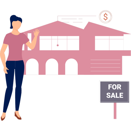 Girl's house is for sale  Illustration