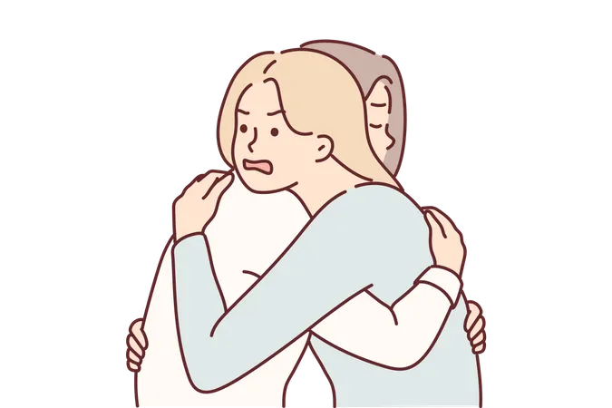 Girls hugging  Illustration