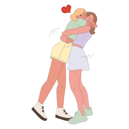 Girls hugging  Illustration