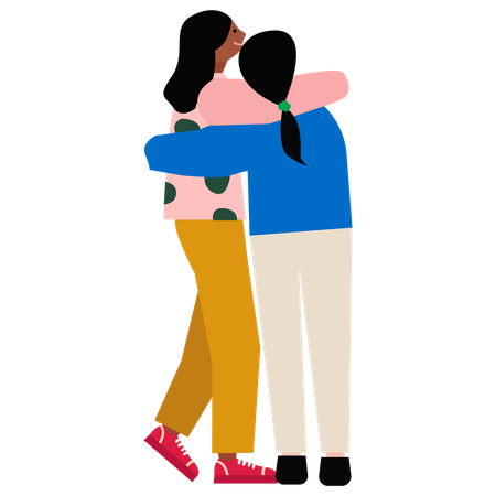 Girls hugging  Illustration