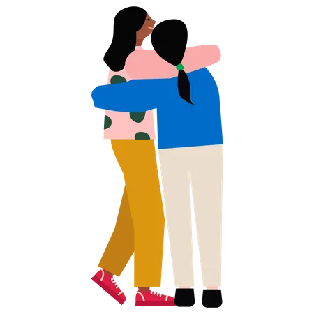 Girls hugging  Illustration