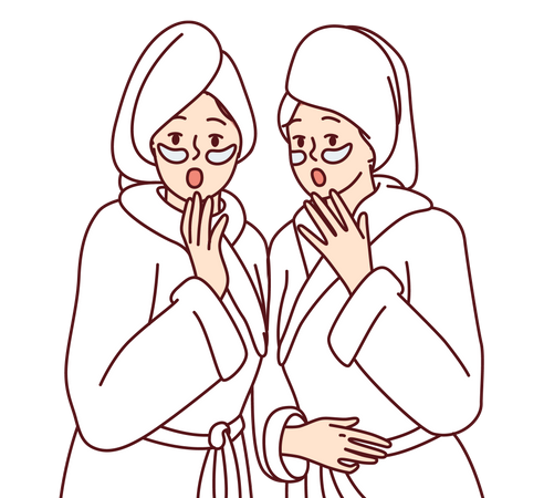 Girls in bathrobe  Illustration