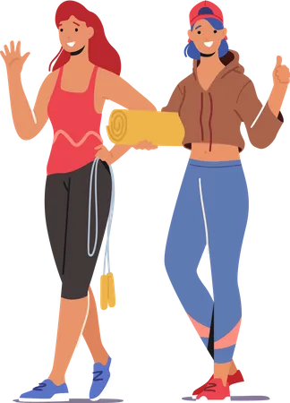Girls in Gym Illustration
