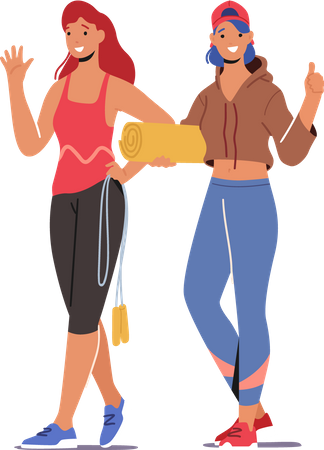 Girls in Gym  Illustration